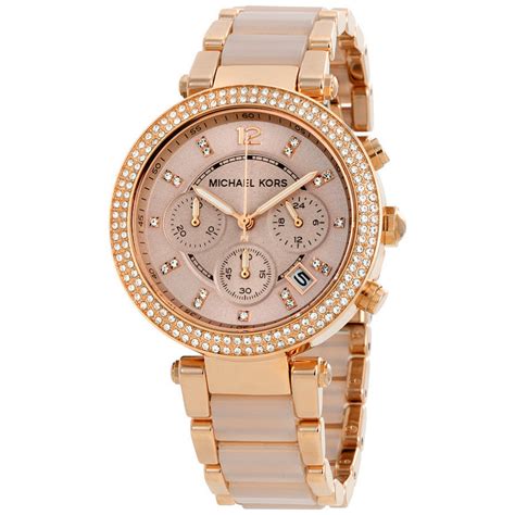 michael kors parker michael kors ladies rose gold watch|Michael Kors parker chronograph watch.